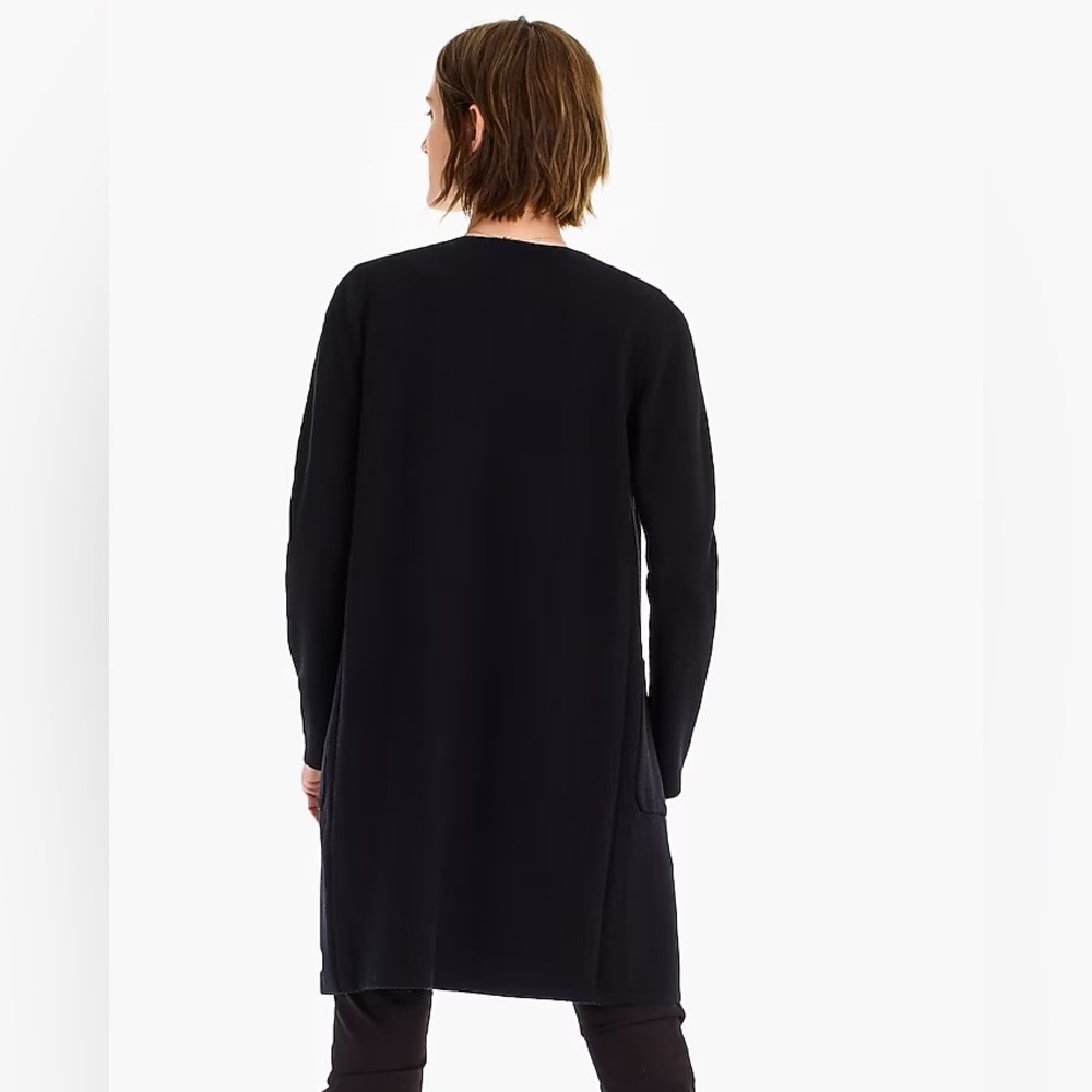 NWT J Crew Long Black Cardigan Sweater Juliette collarless knit blazer size xs - Picture 4 of 10